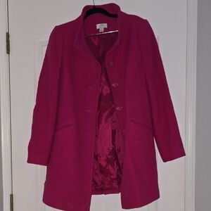 Ann Taylor Pink Wool Blend Pea Coat Minimalist Design